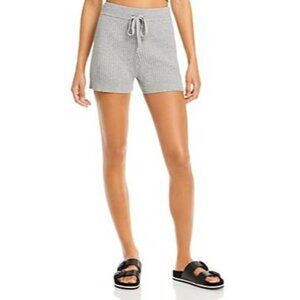 Aqua Loungewear Womens Large Heather Gray Ribbed Drawstring Knit Shorts‎